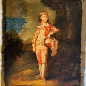 The Pink Boy, Genuine Vintage Oil Painting on Canvas, (Not a Print)